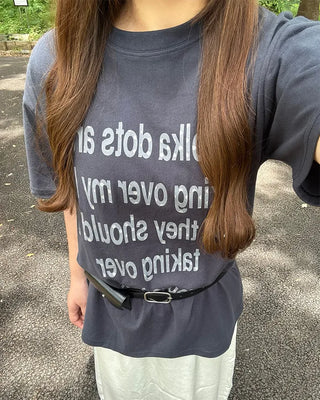 Dot lettering print short-sleeved T-shirt