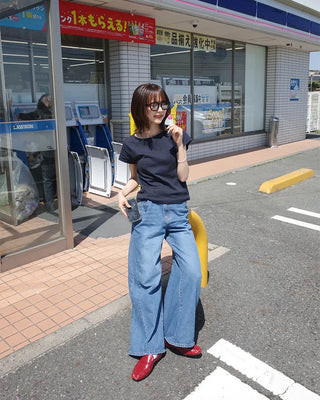 Boat neck crop short-sleeve t-shirt