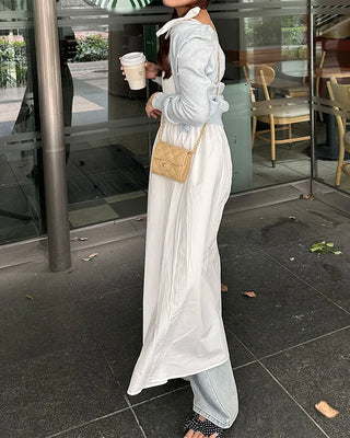 Ribbon flared long skirt