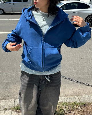 Oversized washed zip hoodie