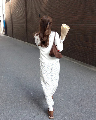 Flower Waist String Long Skirt