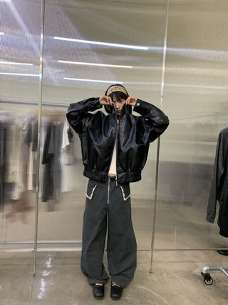 [NEVERSEEZ] Beaded Pocket Washed Work Pants