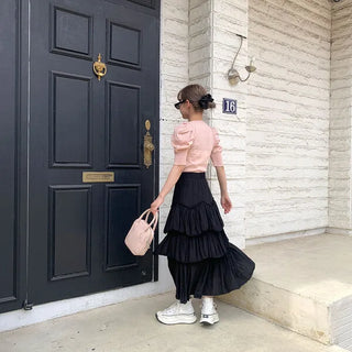 Can-can frill long skirt