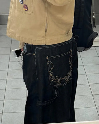 Brown stitch denim pants