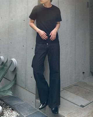 Button-fly wide-leg denim pants