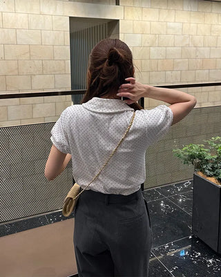 Dot Shirring Short-Sleeve T-Shirt