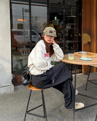 Embroidered Logo Wide Nylon Pants