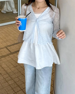 V-neck sheer cardigan