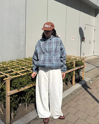 (Unisex) Check Hooded Wind Jacket