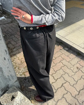 Striped wide slacks