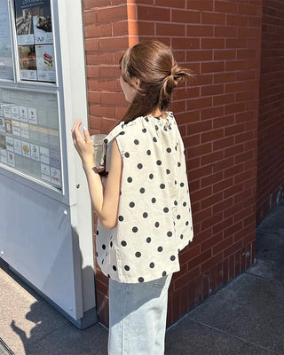 Halter neck polka dot blouse