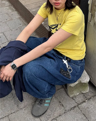 Two-pleat denim pants