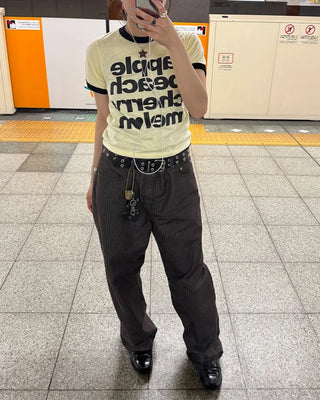 Non-faded herringbone denim pants