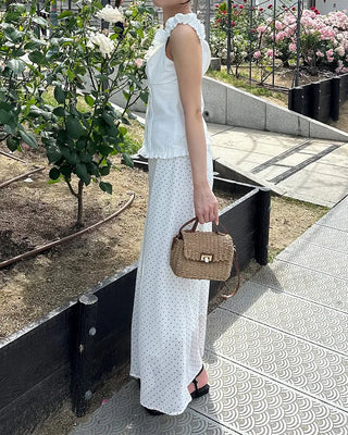 Polka Dot Chiffon Long Skirt