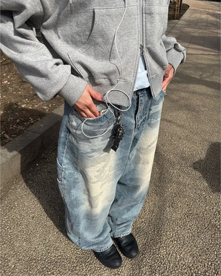Cropped double-zip hoodie