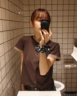 Two-tone half-sleeve T-shirt