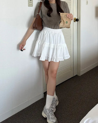 Elastic waist cantilever mini skirt