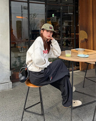 Embroidered Logo Wide Nylon Pants