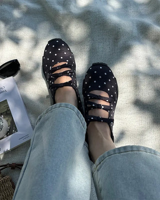 Polka Dot Ribbon Mary Jane Sneakers