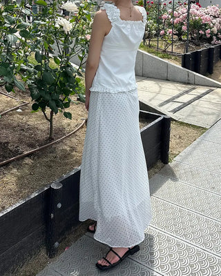 Polka Dot Chiffon Long Skirt