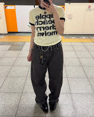Non-faded herringbone denim pants