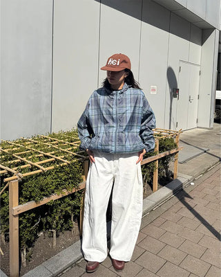 (Unisex) Check Hooded Wind Jacket