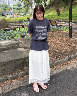 Dot lettering print short-sleeved T-shirt