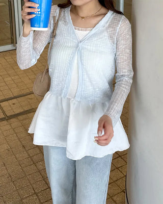 V-neck sheer cardigan