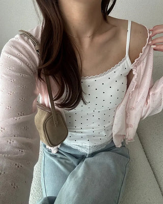 Dot lace point camisole