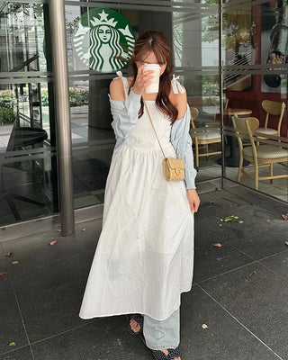 Ribbon flared long skirt
