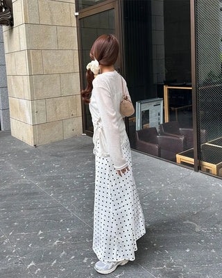 Polka Dot Satin Long Skirt