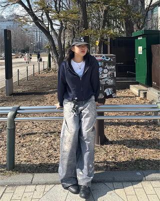 (Unisex) Paint Wash Wide Denim