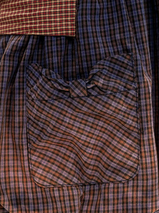 [Moromoro2] Patchwork Plaid Tie-Waist Bud  Skirt