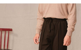 [CULTUM] Knitted Drawstring Straight Pants