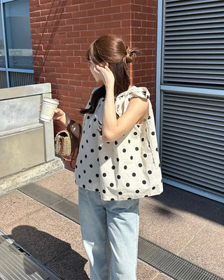 Halter neck polka dot blouse