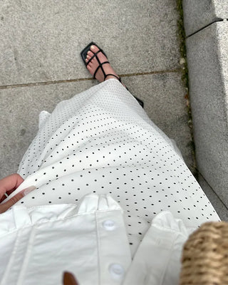 Polka Dot Chiffon Long Skirt
