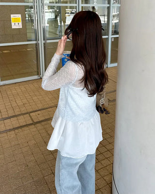 V-neck sheer cardigan