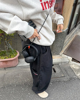 Embroidered Logo Wide Nylon Pants
