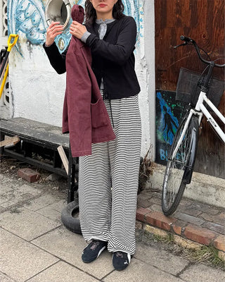 Striped wide-leg pants