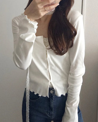 Flower lace camisole & cardigan set