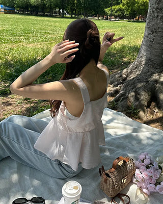 Ribbon frill sleeveless