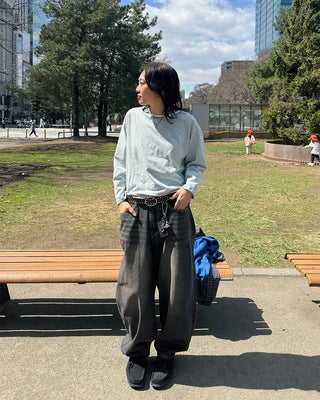 (UNISEX) Double Washed Balloon Denim Pants