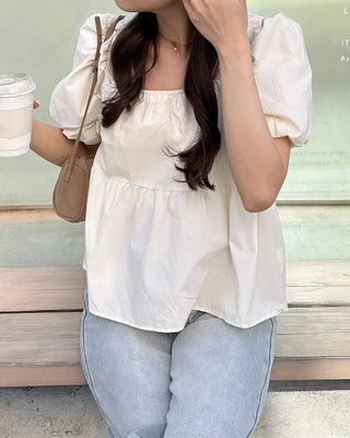 Square neck shirred blouse