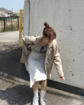 Oversized button-down single jacket