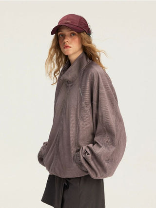 [Monterest] Washed Mesh Oversized Track Jacket