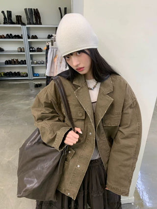 [NEVERSEEZ] Washed Cotton Work Jacket