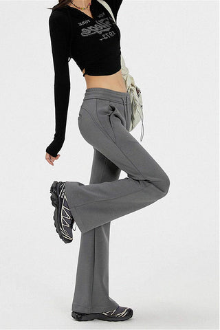 retro low-waist bootcut casual pants