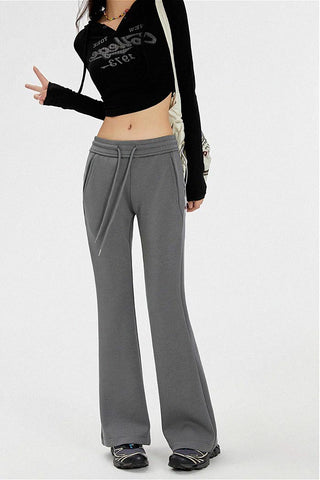 retro low-waist bootcut casual pants