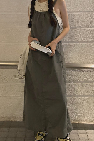 Korean A-line Long Skirt Suspender Dress