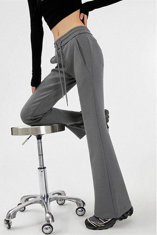 retro low-waist bootcut casual pants